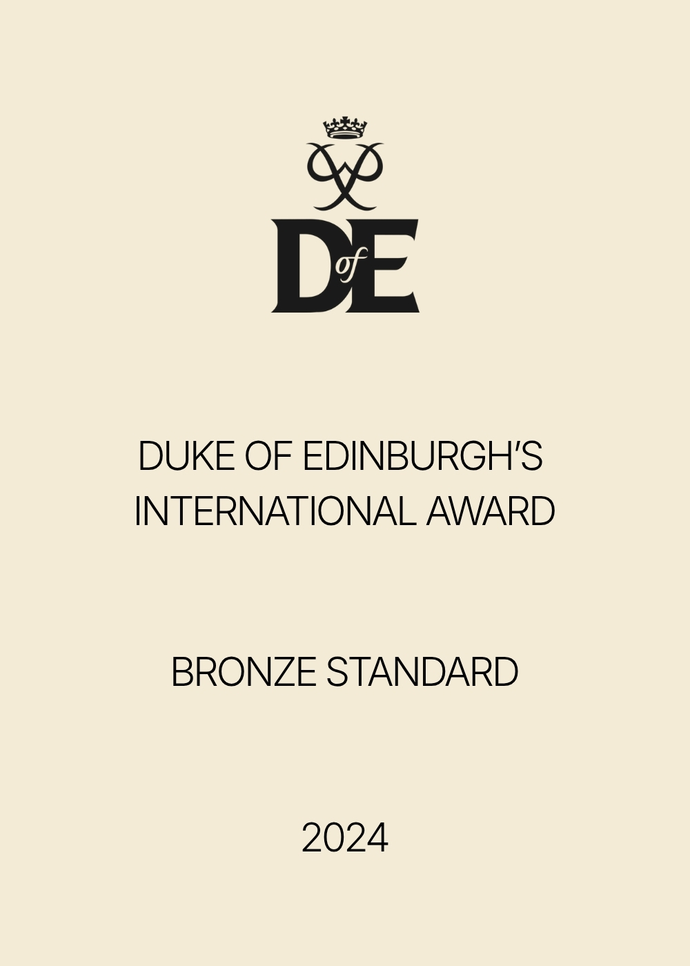 Duke of Edinburgh's International Award - Bronze Standard 2024